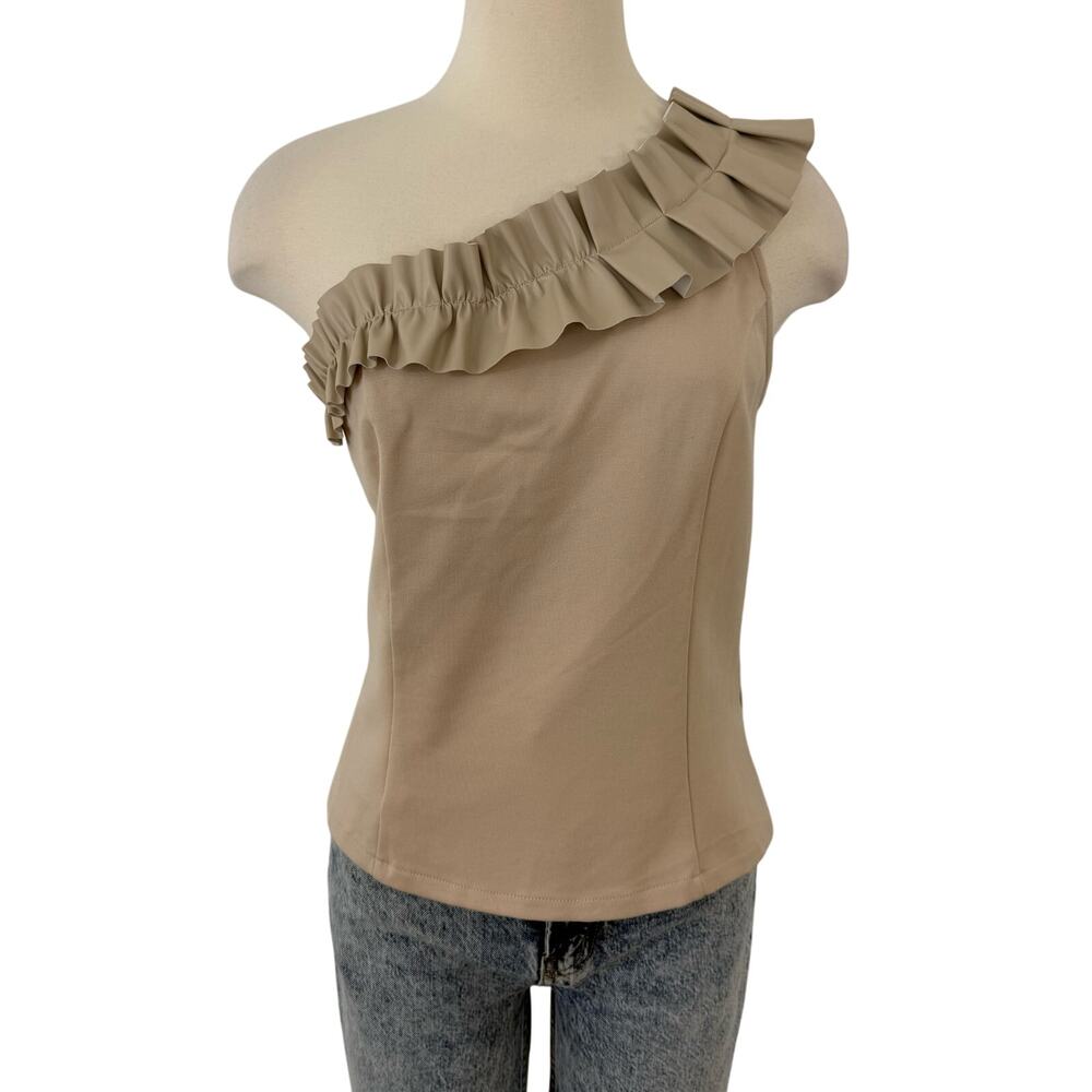 Anthropologie Sunday in Brooklyn One Shoulder Ruffle Cropped Top L NWT